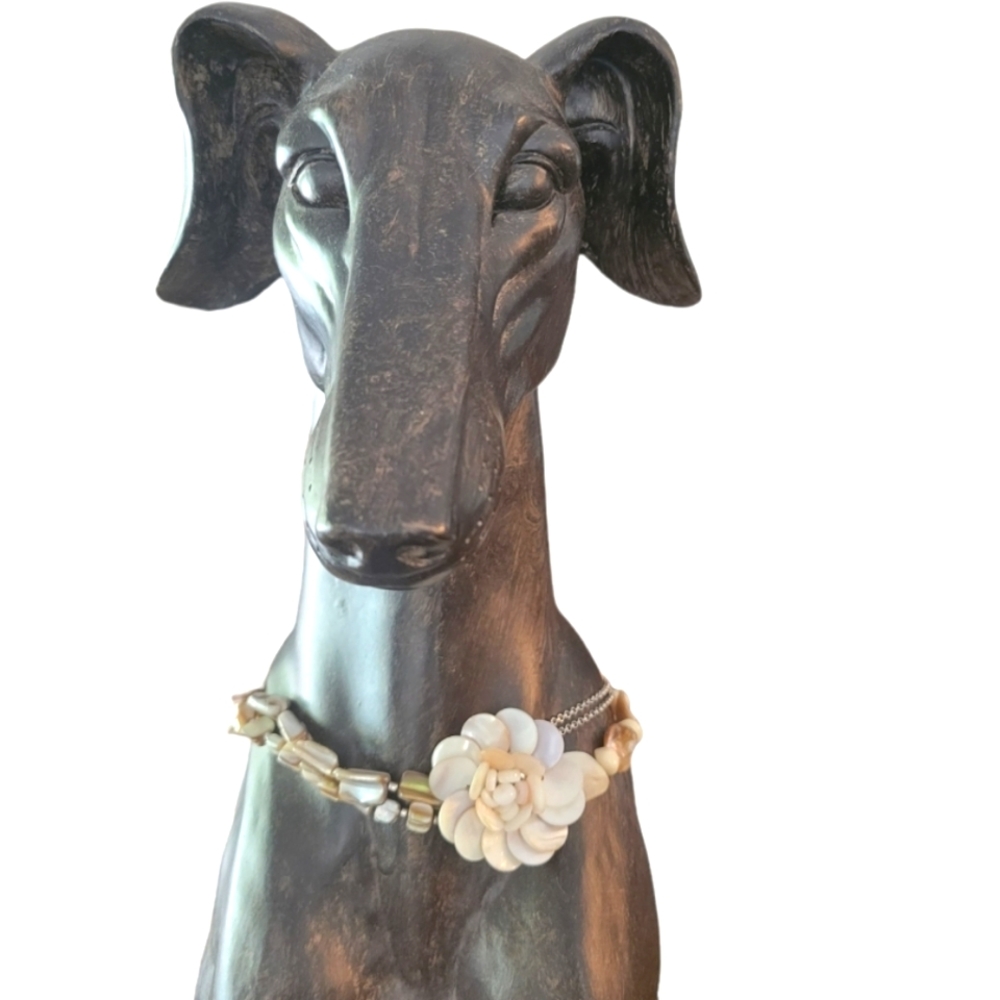 White and sand colored acrylic choker necklace